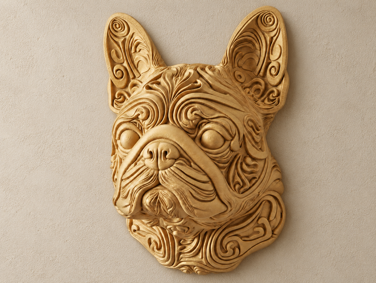 Französische Bulldogge – Frenchie mit Fledermausohren als Wandbild, Farbe wählbar