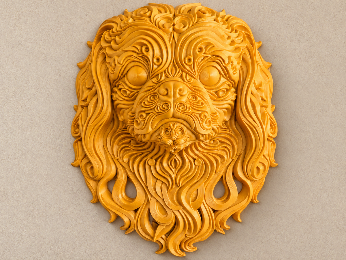 Pekinese – Pekinesenkopf mit Mähne als Wandbild, Farbe wählbar