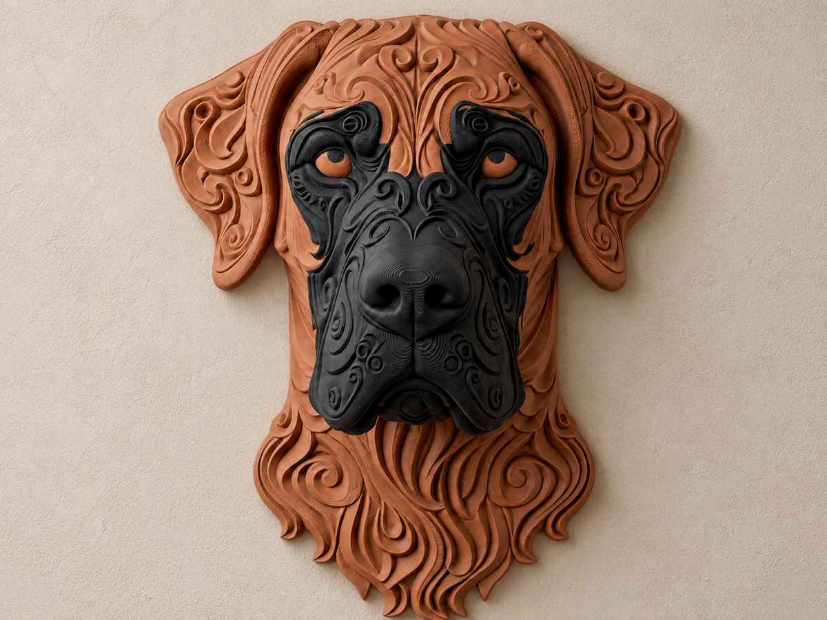 Deutsche Dogge – Doggenkopf als Wandbild, Farbe wählbar